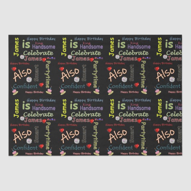 Papel De Seda Happy Birday Tissue Paper James (Anverso)