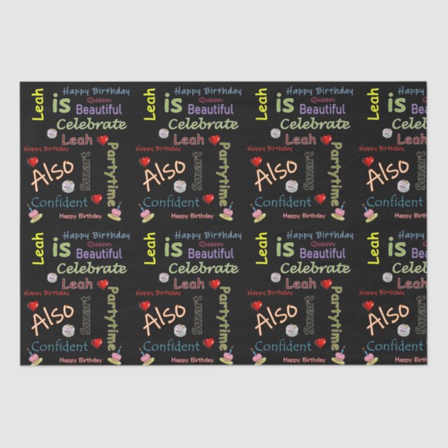 Papel De Seda Happy Birday Tissue Paper Leah (Anverso)