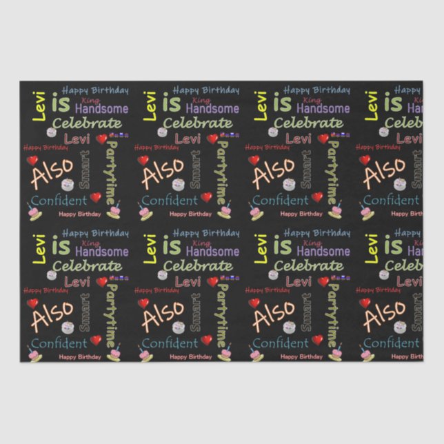 Papel De Seda Happy Birday Tissue Paper Levi (Anverso)