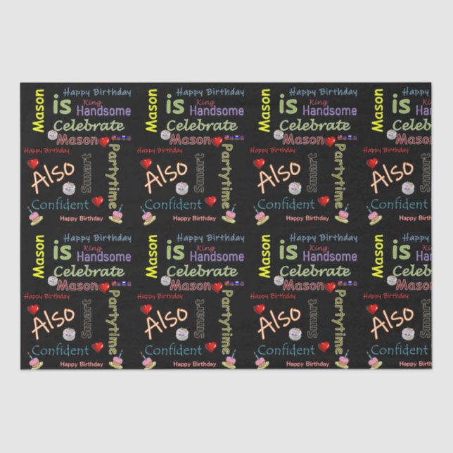 Papel De Seda Happy Birday Tissue Paper Mason (Anverso)