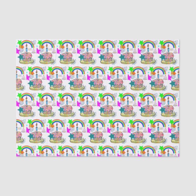 Papel De Seda Happy Birday Tissue Paper Rainbow (Anverso)