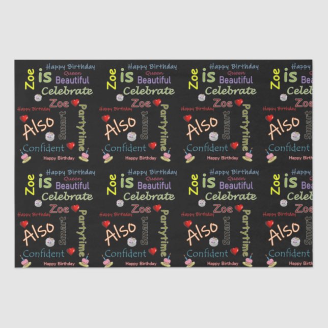 Papel De Seda Happy Birday Tissue Paper Zoe (Anverso)