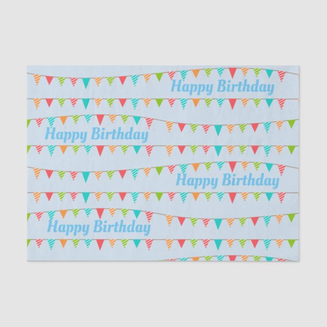 Papel De Seda Happy Birthday Colorful Bunting Flags (Anverso)