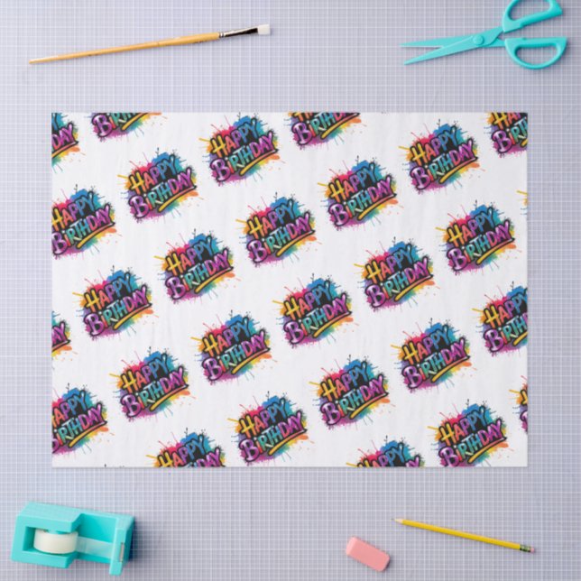 Papel De Seda Happy Birthday Tissue Paper (Artesanía)