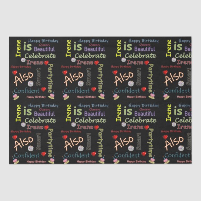 Papel De Seda Happy Birthday Tissue Paper Irene (Anverso)