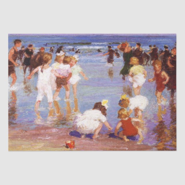 Papel De Seda Happy Days at the Beach (por E.H. Potthast) (Anverso)