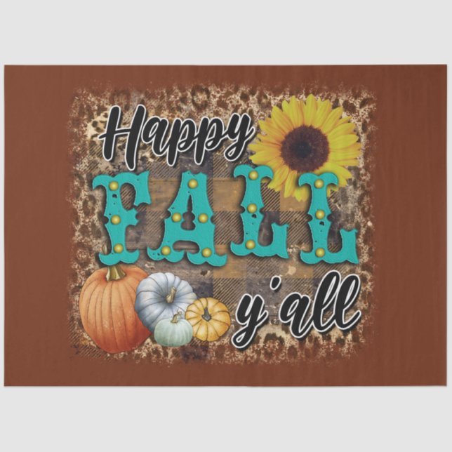 Papel De Seda Happy Fall Pumpkin Flower Elegant (Anverso)