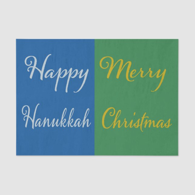 Papel De Seda Happy Hanukkah Merry Christmas Dual Holiday  (Anverso)