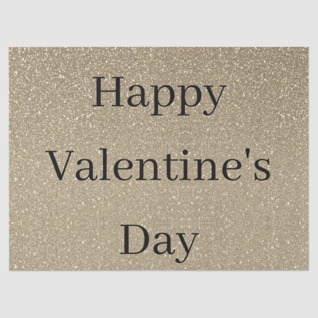 Papel De Seda Happy Valentine's Day Glittery Gold Black Custom (Anverso)