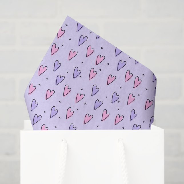 Papel De Seda Happy Valentine's Day Tissue Paper Pink Hearts (Bolsa de regalo)