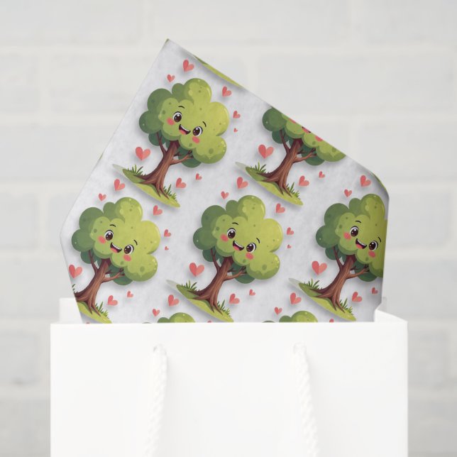 Papel De Seda Happy Valentine's Day Tissue Paper Tree Red Hearts (Bolsa de regalo)