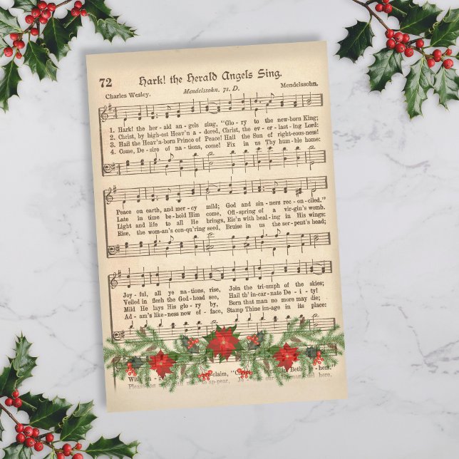 Papel De Seda Hark Harald Angels canta la hoja de música Decoupa (Christmas Sheet Music for Decoupage)