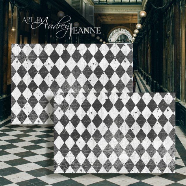 Papel De Seda Harlequin Ephemera Black n White Wood Decoupage (Subido por el creador)