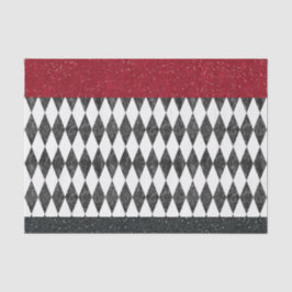 Papel De Seda Harlequin rojo blanco negro clásico Diamond Argyle