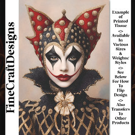 Papel De Seda Harlequin Rojo, Oro Y Cara Blanca BT9 Descarga