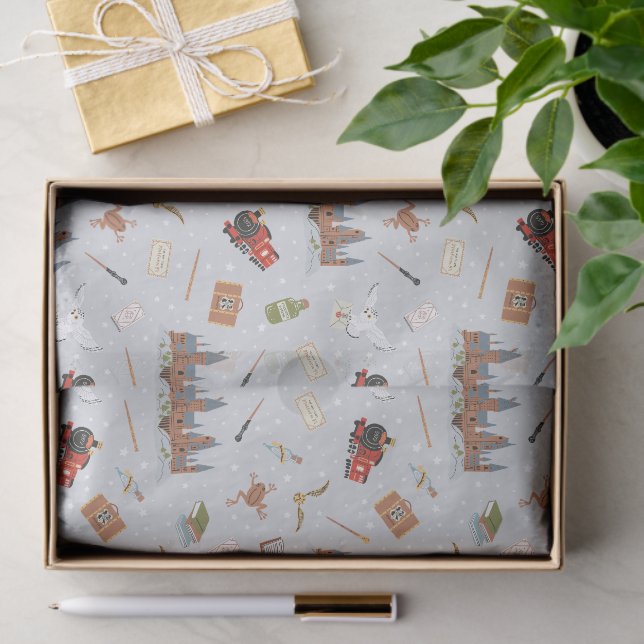 Papel De Seda Harry Potter Cartoon Hogwarts Pattern (Regalo )