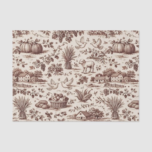 Papel De Seda Harvest Sepia Brown Toile (Anverso)