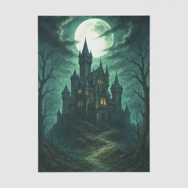 Papel De Seda Haunted Castle Moonlit Gothic Decoupage (Anverso)