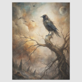 Papel De Seda Haunting Fantasy Gothic Raven & Moon