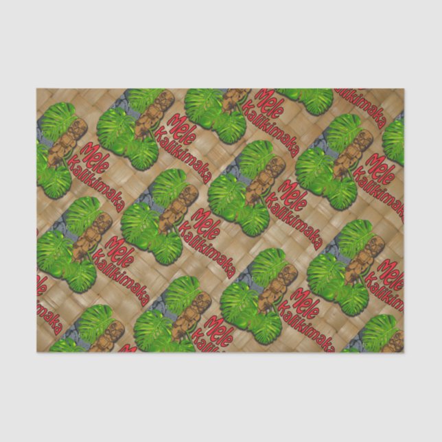Papel De Seda  hawaiano del navidad de Tiki Mele Kalikimaka (Anverso)