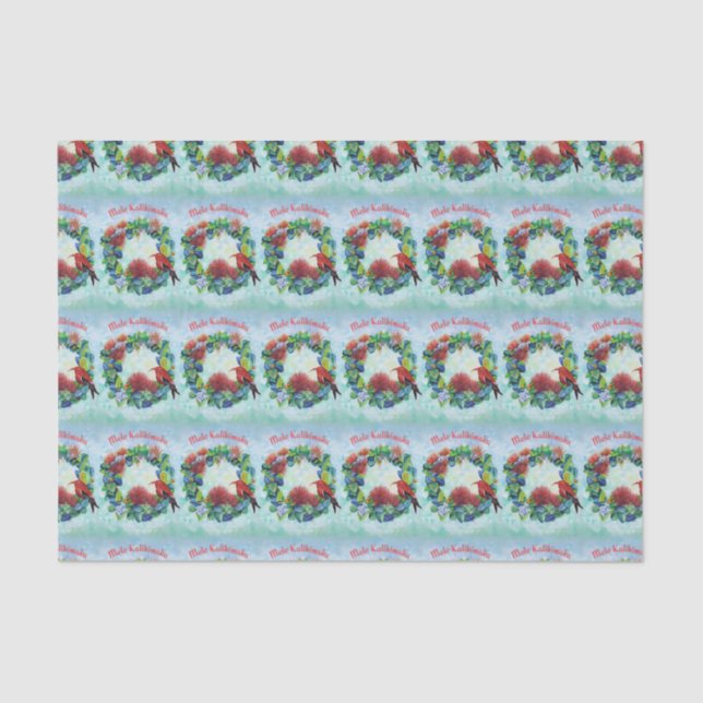 Papel De Seda Hawaii Mele Kalikimaka Wreath Tissue Paper (Anverso)