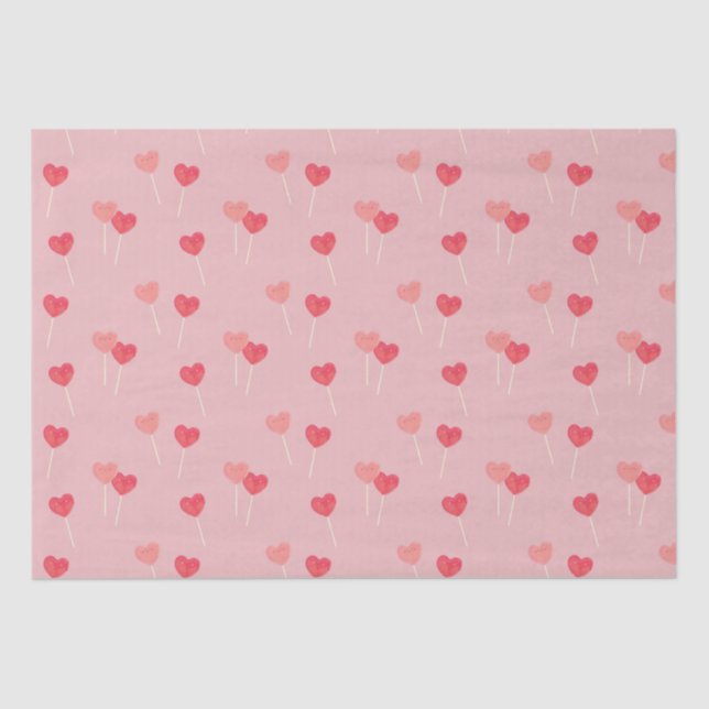 Papel De Seda Heart Lollipop Valentine Love Tissue Paper (Anverso)