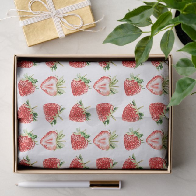 Papel De Seda Heart Shaped Strawberries Birthday (Regalo )