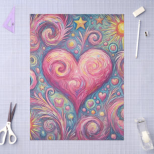 Papel De Seda Heart Sun Stars Swirls Whimsical Decoupage