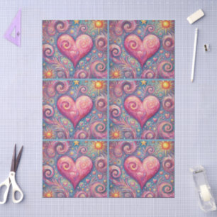 Papel De Seda Heart Sun Stars Swirls Whimsical Decoupage