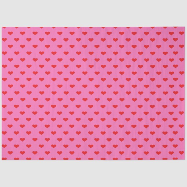 Papel De Seda Hearts Galore, red hearts on pink, (Anverso)