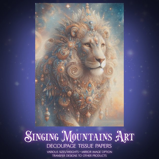 Papel De Seda Heavenly Lion with Beaded Details Craft Decoupage (Subido por el creador)