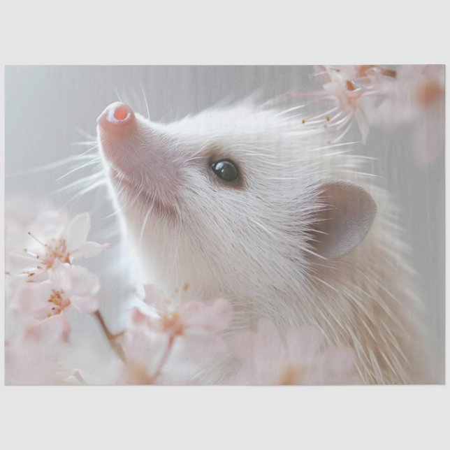 Papel De Seda Hedgehog Adorable Entre Flores De Primavera (Anverso)