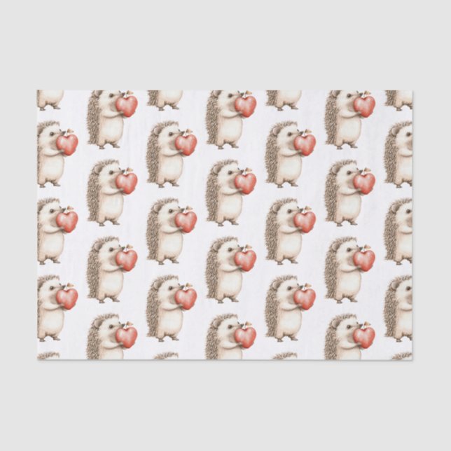 Papel De Seda Hedgehog Apple Heart Birthday (Anverso)