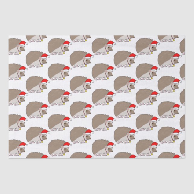 Papel De Seda Hedgehog en un Sombrero de Papá Noel a los Navidad (Anverso)