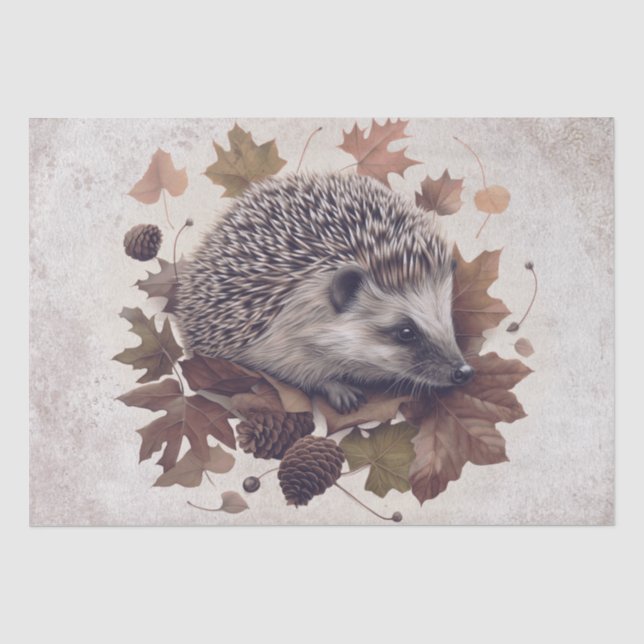 Papel De Seda Hedgehog Fall Watercolor (Anverso)