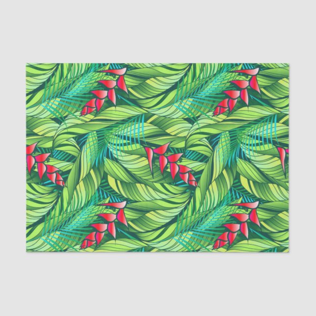 Papel De Seda Heliconia floral tropical (Anverso)