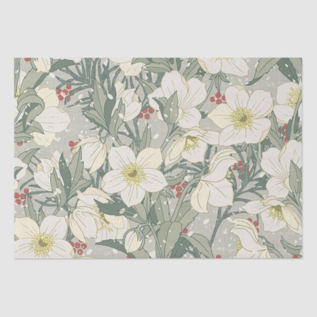 Papel De Seda Hellebore Winter Flowers (Anverso)
