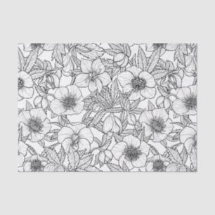 Papel De Seda Hellebores en blanco y negro