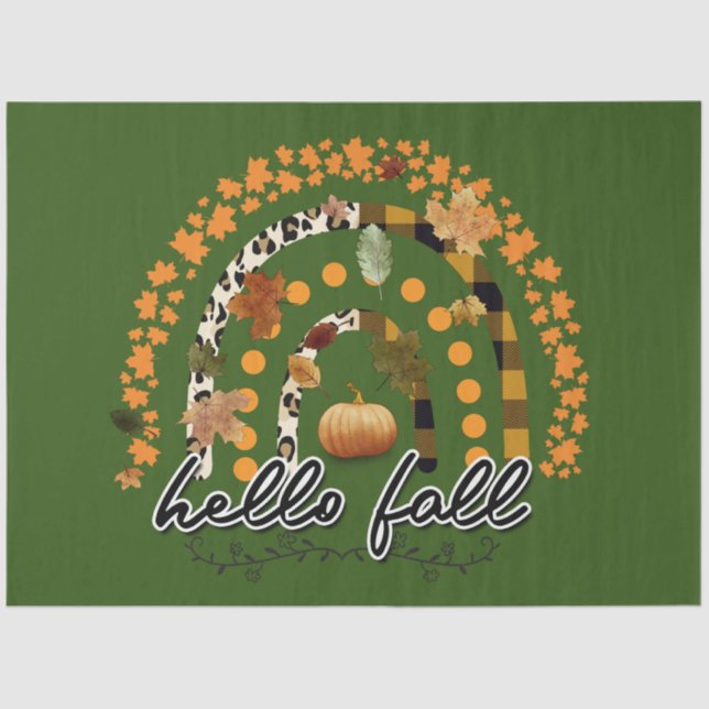 Papel De Seda Hello Fall Pumpkin Trendy (Anverso)