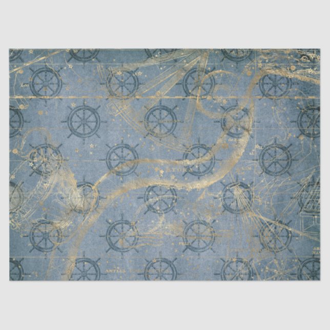 Papel De Seda Helo de barco en la descodificación azul (Anverso)