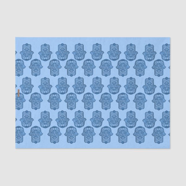 Papel De Seda Henna Hand de Hamsa (Azul) (Anverso)
