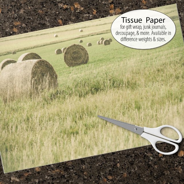 Papel De Seda Heno del verano tardío enrollado en un campo agríc (Tissue paper for gift wrap and decoupage)