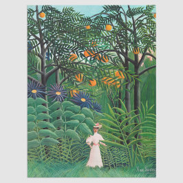 Papel De Seda Henri Rousseau - Mujer caminando en un bosque exót
