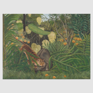 Papel De Seda Henri Rousseau - Pelea entre Tigre y Búfalo
