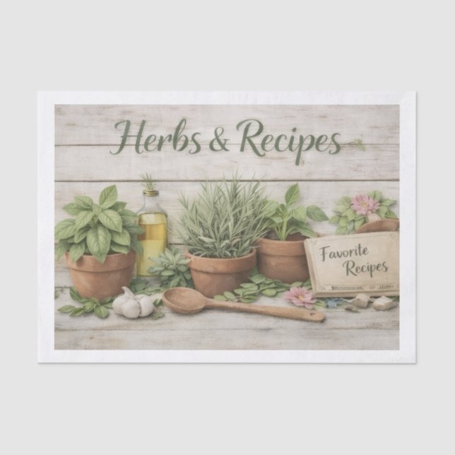 Papel De Seda Herbs and Recipes Decoupage Paper  (Anverso)