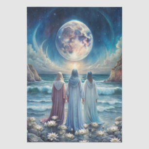 Papel De Seda Hermanas de la Flor Lunar Azul Índigo