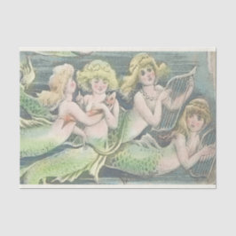 Papel De Seda Hermanas de Sirenas Vintage Nadando con peces de c