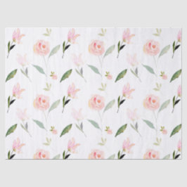 Papel De Seda Hermosa acuarela floral Rubor rosa