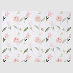Papel De Seda Hermosa acuarela floral Rubor rosa