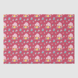 Papel De Seda Hermosa acuarela Flores de hongo rojo